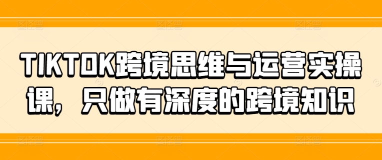 TIKTOK跨境实战秘籍：深度运营思维，解锁跨境新蓝海-吗喽副业资源站