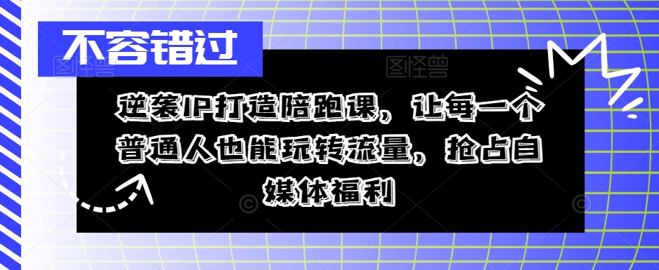 逆袭IP打造陪跑课，让每一个普通人也能玩转流量，抢占自媒体福利-吗喽副业资源站