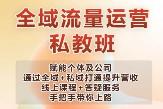 全域流量运营操盘课，赋能个体及公司通过全域+私域打通提升营收-吗喽副业资源站