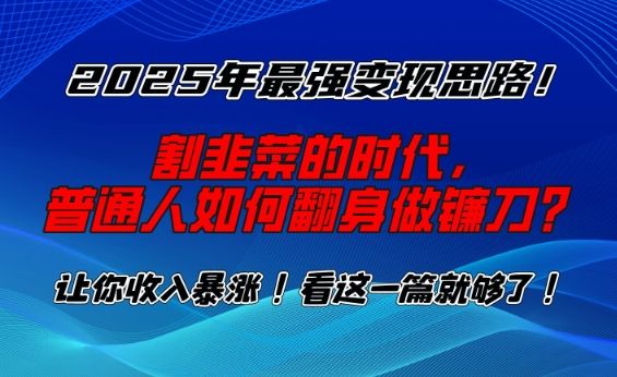2025年最强变现思路，割韭菜的时代， 普通人如何翻身做镰刀？【揭秘】-吗喽副业资源站