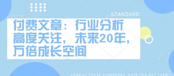 付费文章：行业分析 高度关注，未来20年，万倍成长空间-吗喽副业资源站