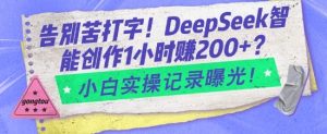 告别苦打字！DeepSeek智能创作1小时入2张？小白实操记录曝光-吗喽副业资源站