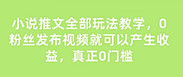 小说推文全部玩法教学，0粉丝发布视频就可以产生收益，真正0门槛-吗喽副业资源站