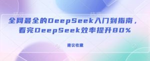 全网最全的DeepSeek入门到指南，看完DeepSeek效率提升80%(建议收藏)-吗喽副业资源站