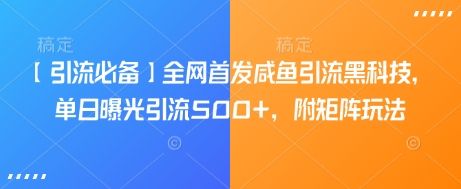 【引流必备】全网首发咸鱼引流黑科技，单日曝光引流500+，附矩阵玩法【揭秘】-吗喽副业资源站
