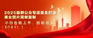 2025最新公众号流量主打法，美女图片简单复制，小白也能上手，轻松日入5张-吗喽副业资源站