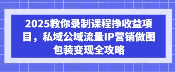 2025教你录制课程挣收益项目，私域公域流量IP营销做图包装变现全攻略-吗喽副业资源站