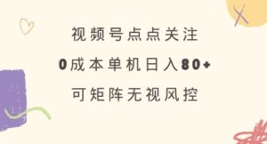 视频号点点关注，0成本单号80+，可矩阵，绿色正规，长期稳定【揭秘】-吗喽副业资源站